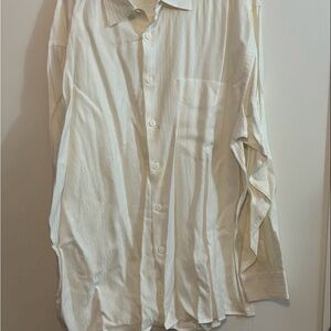 Jhane Barnes Cream Casual Button Down Shirt